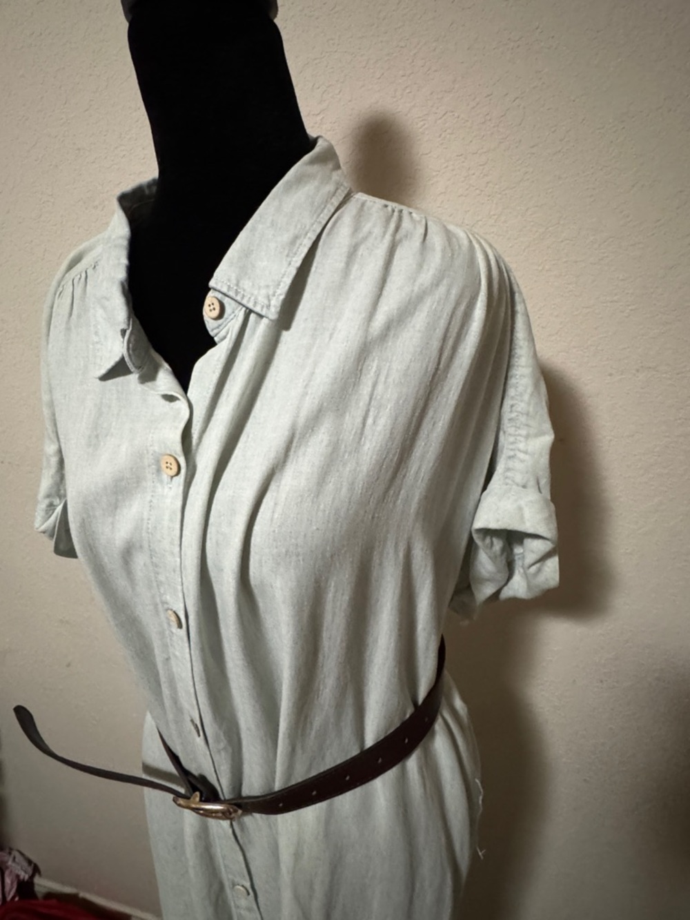 Faherty Breeze Lyocell Linen Shirt Dress Icy Blue Oversized Sz XL NWOT - Picture 3 of 10